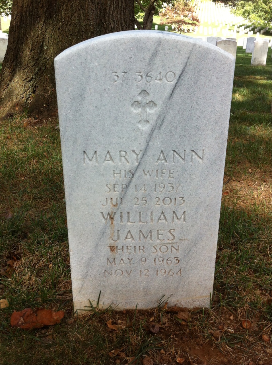Back of headstone — Alvin Chris Gross
