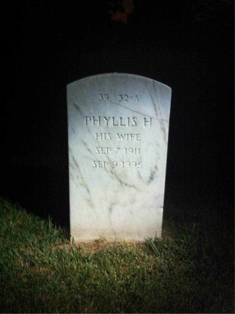 Back of headstone — Phyllis Cox