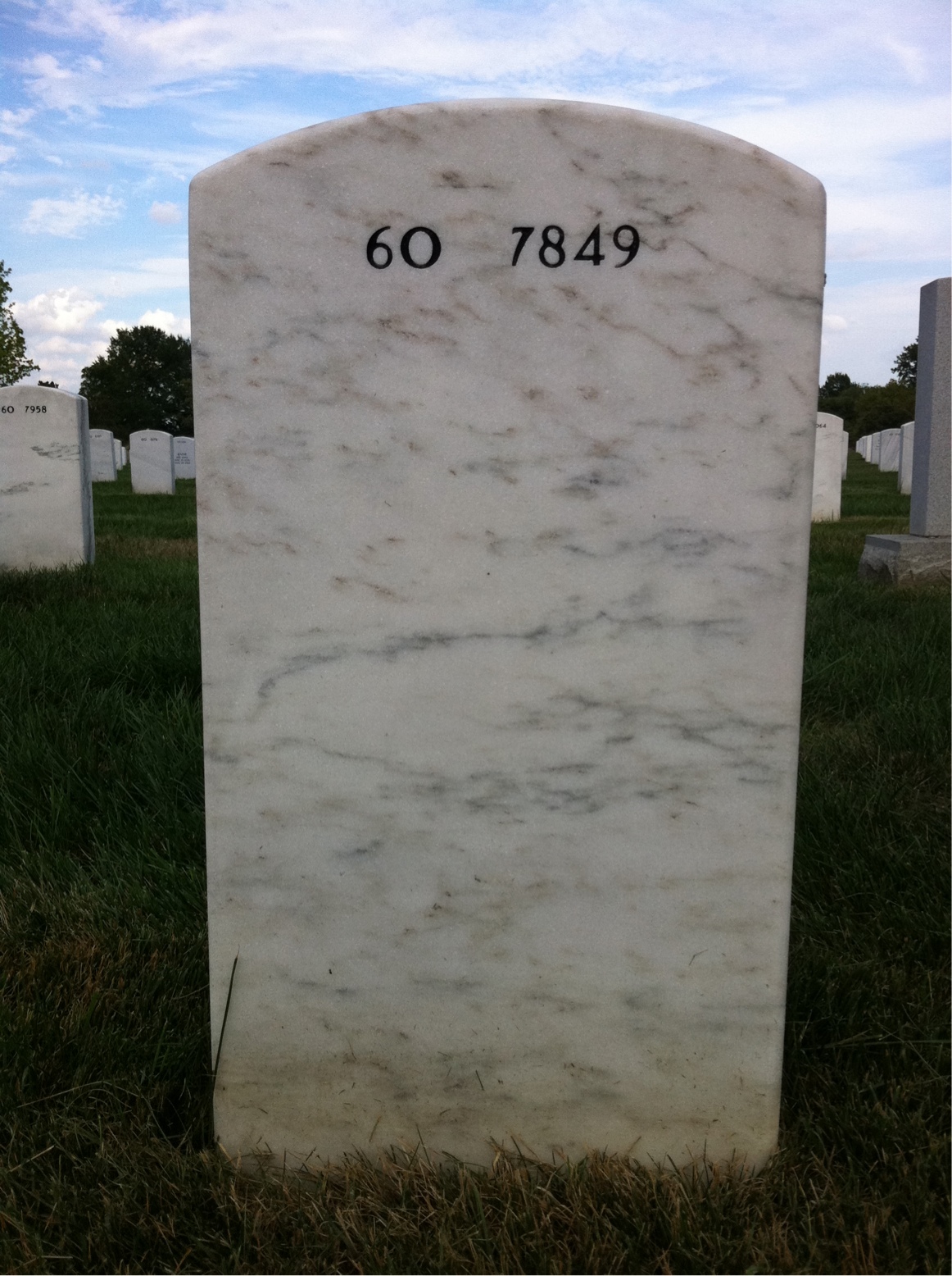 Back of headstone — Stanley Card