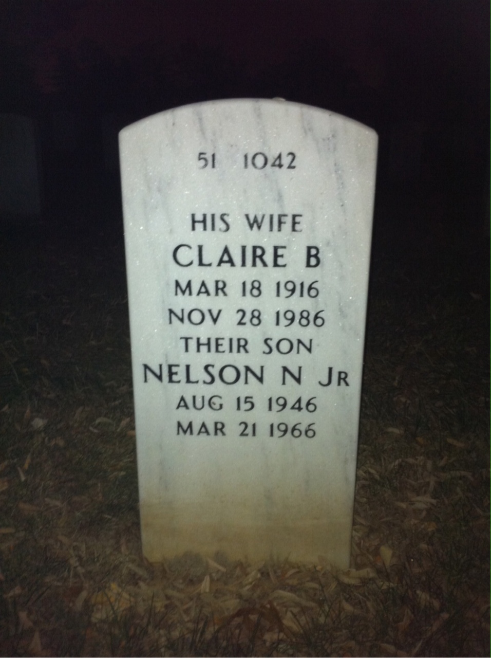 Back of headstone — Nelson Najjum