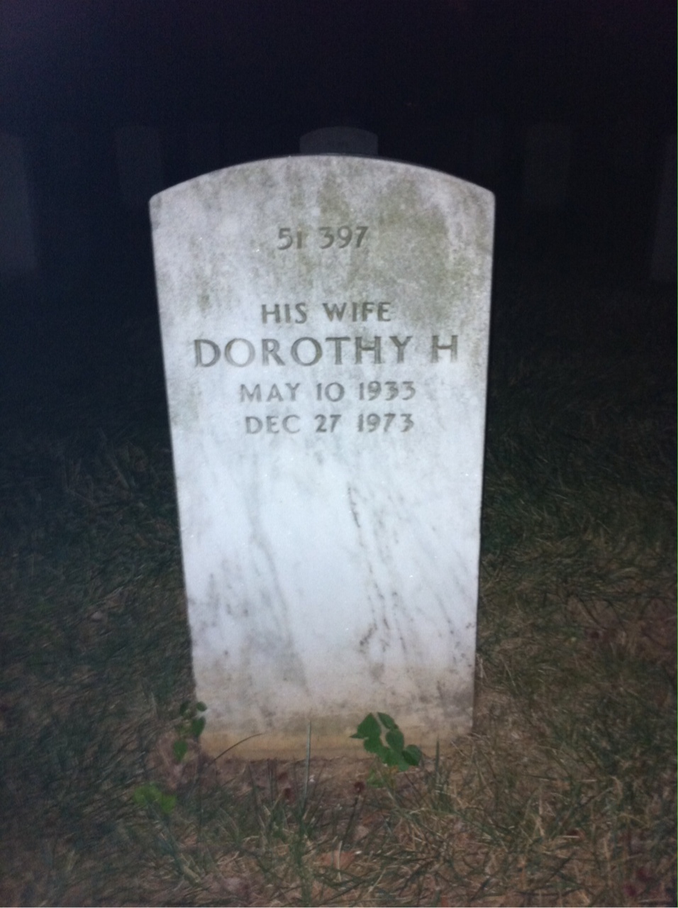 Back of headstone — Dorothy Ables