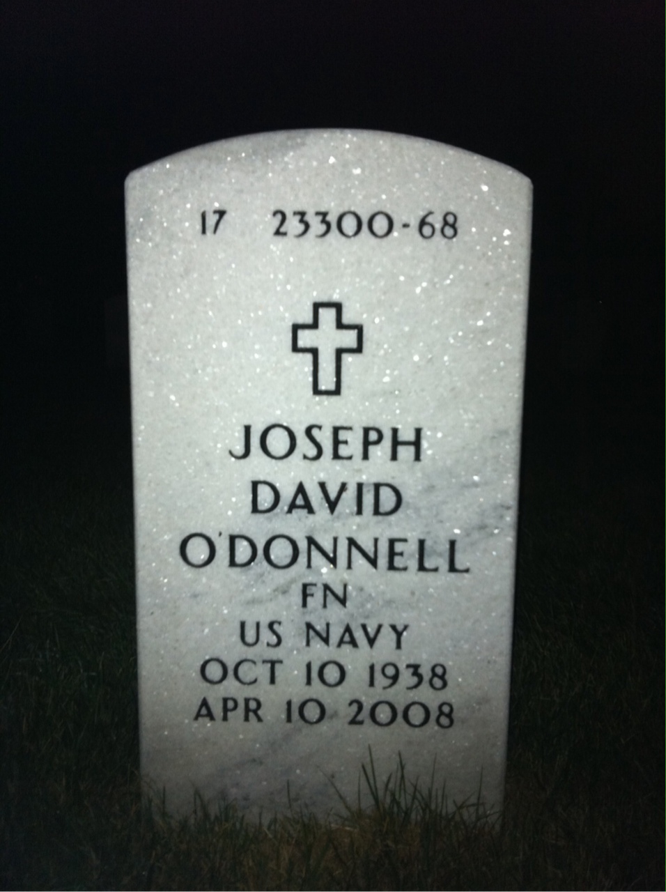 Back of headstone — Joseph O'Donnell