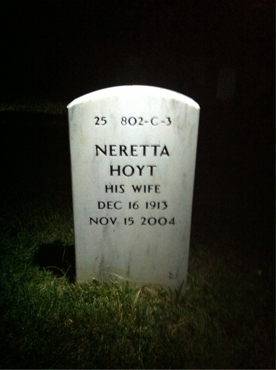 Back of headstone — Melvin Reed