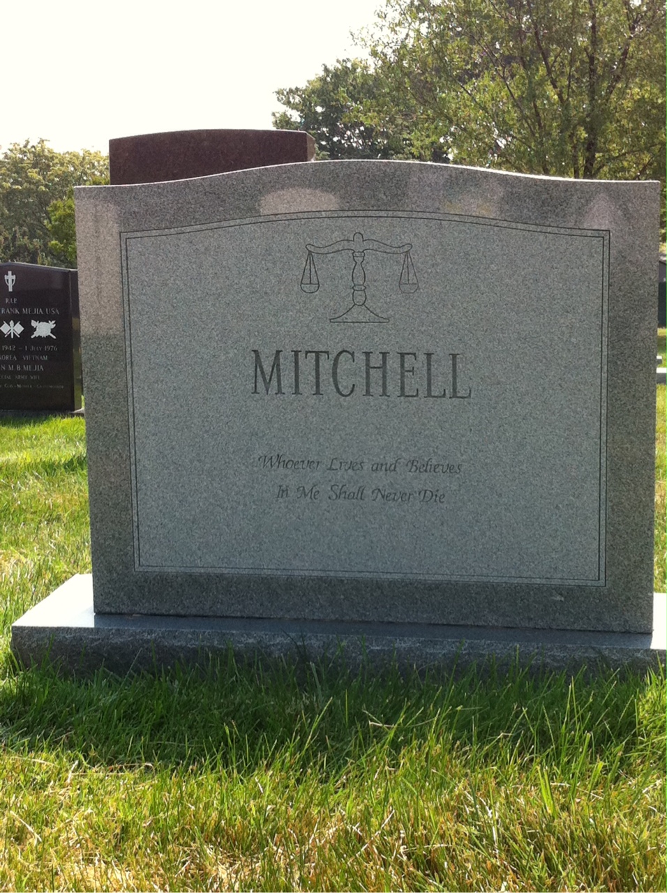 Back of headstone — Herbert Mitchell