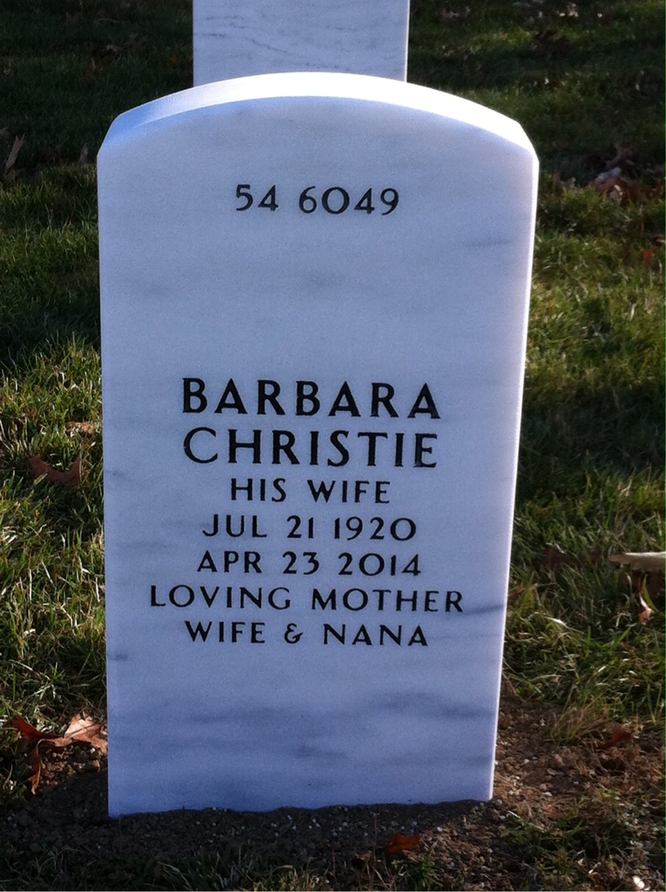 Back of headstone — Oscar Jensen