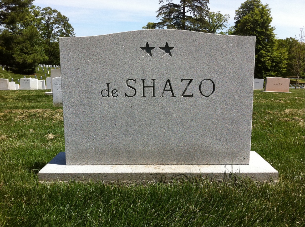 Back of headstone — Thomas E Deshazo