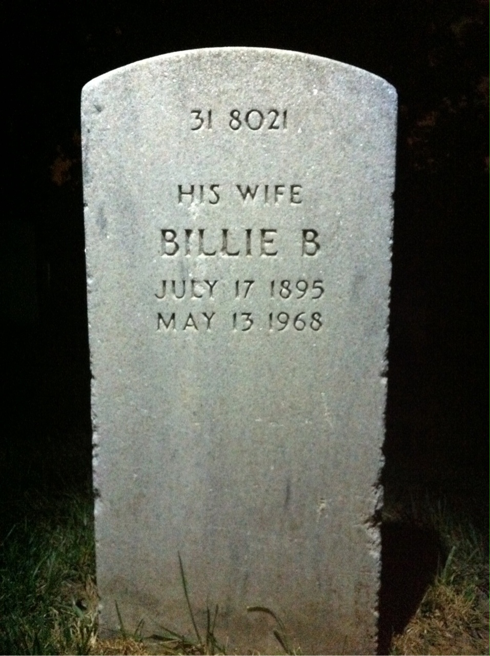Back of headstone — William Benjamin Hilkert