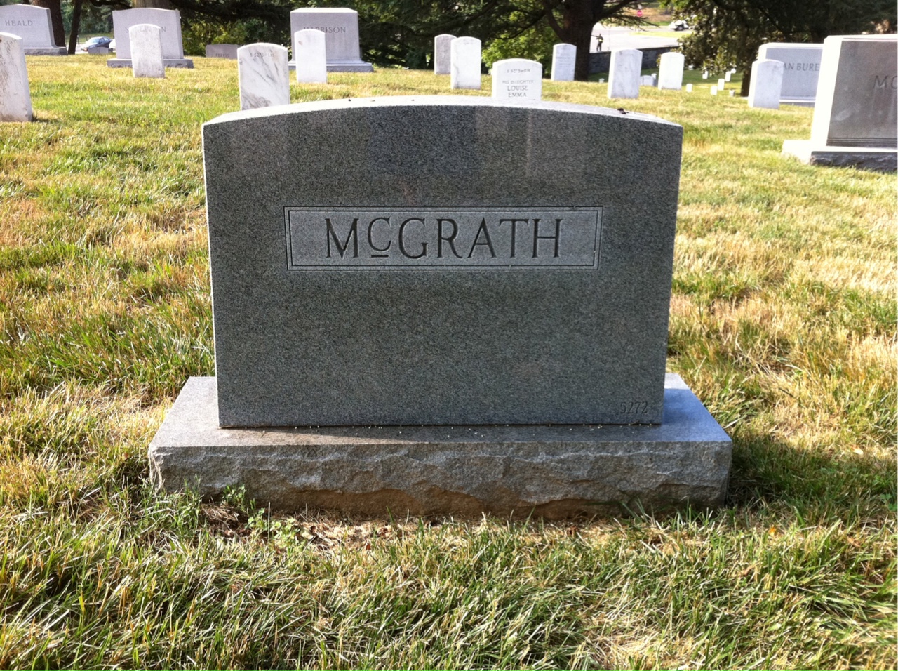 Back of headstone — William Henry Mcgrath