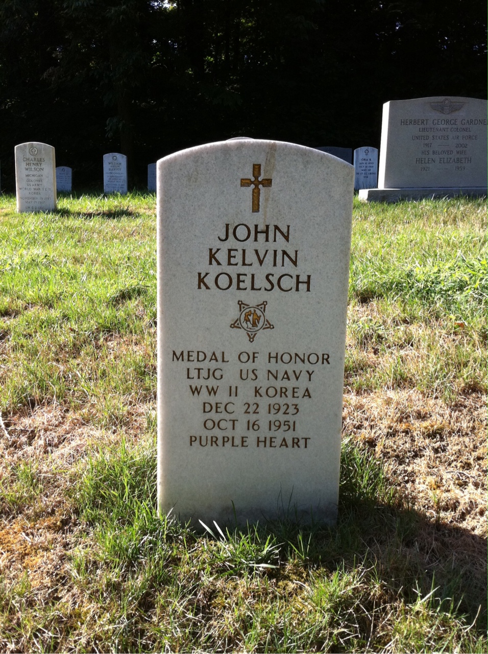 Headstone shared by 2 interments, including John Kelvin Koelsch