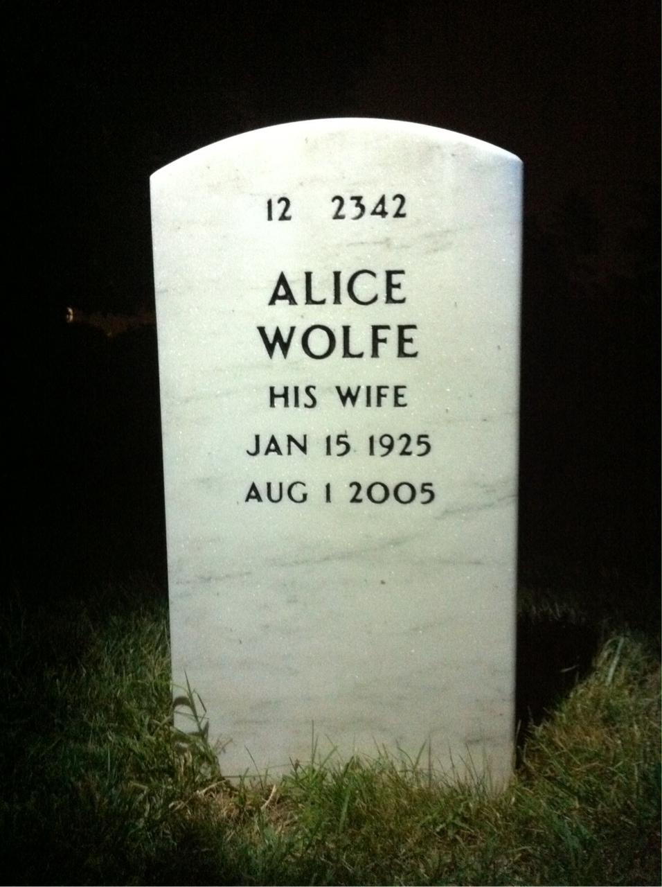 Back of headstone — Lawrence Ballinger