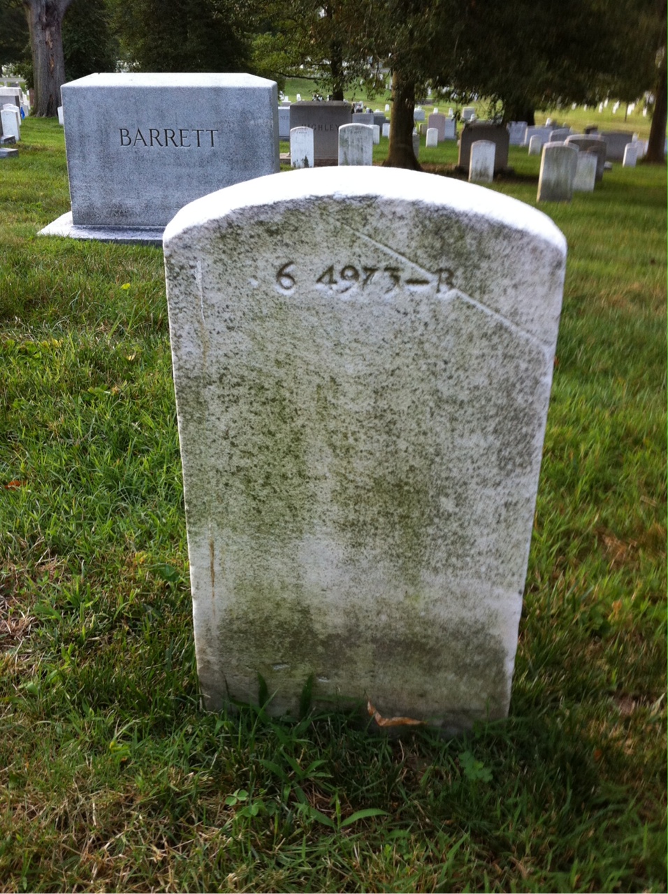 Back of headstone — John Mooney