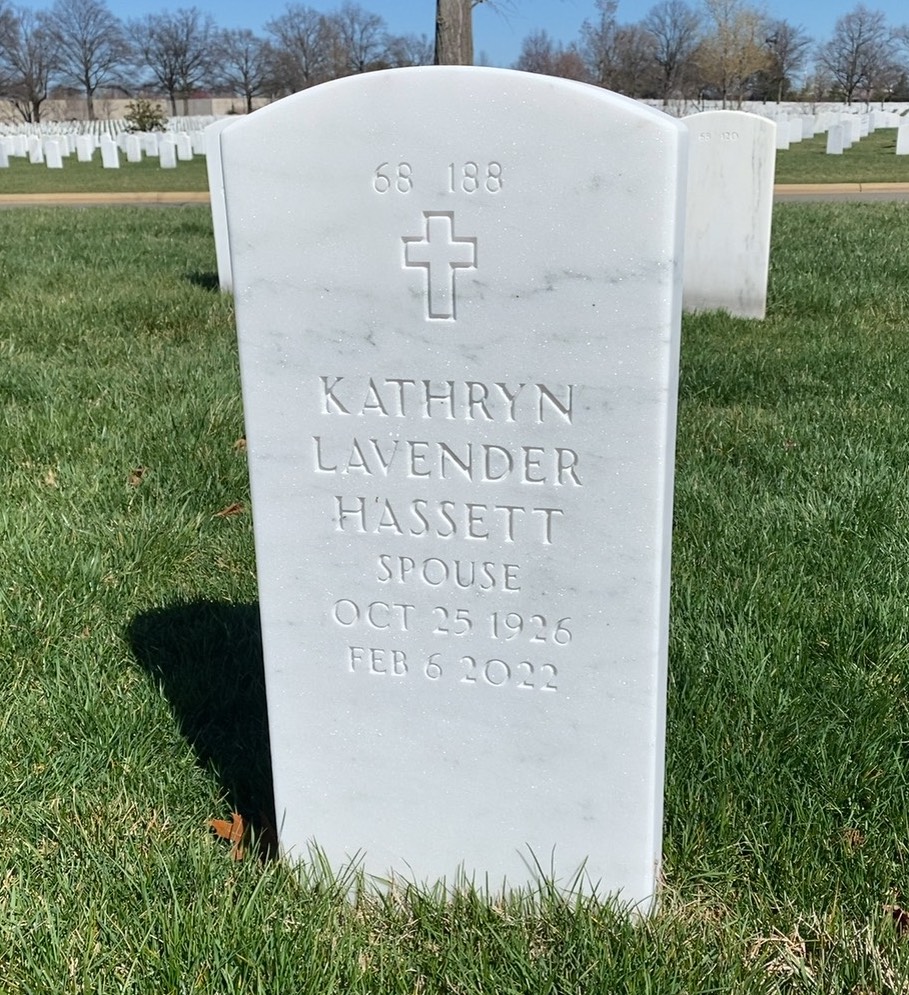 Back of headstone — Frederick Hassett