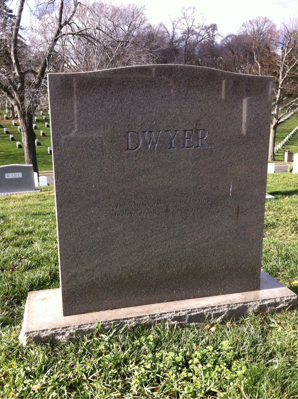 Back of headstone — Frank Dwyer