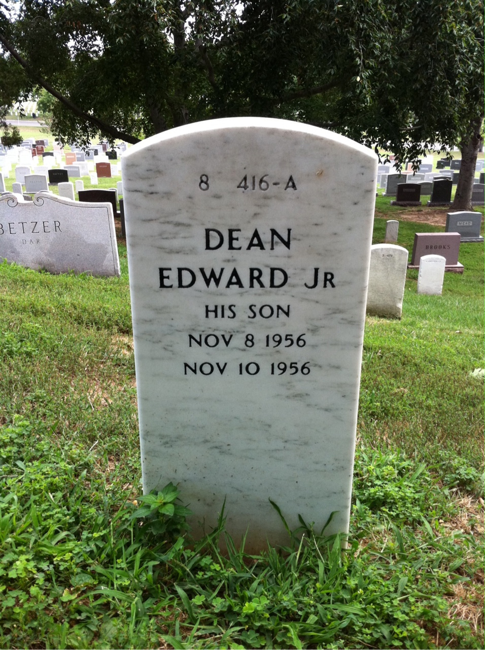 Back of headstone — Dean Clark