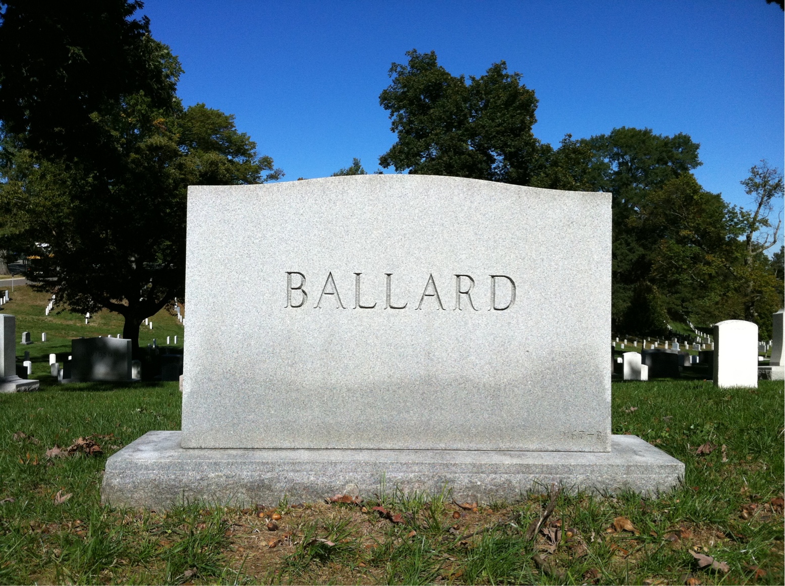 Back of headstone — Ella Ballard