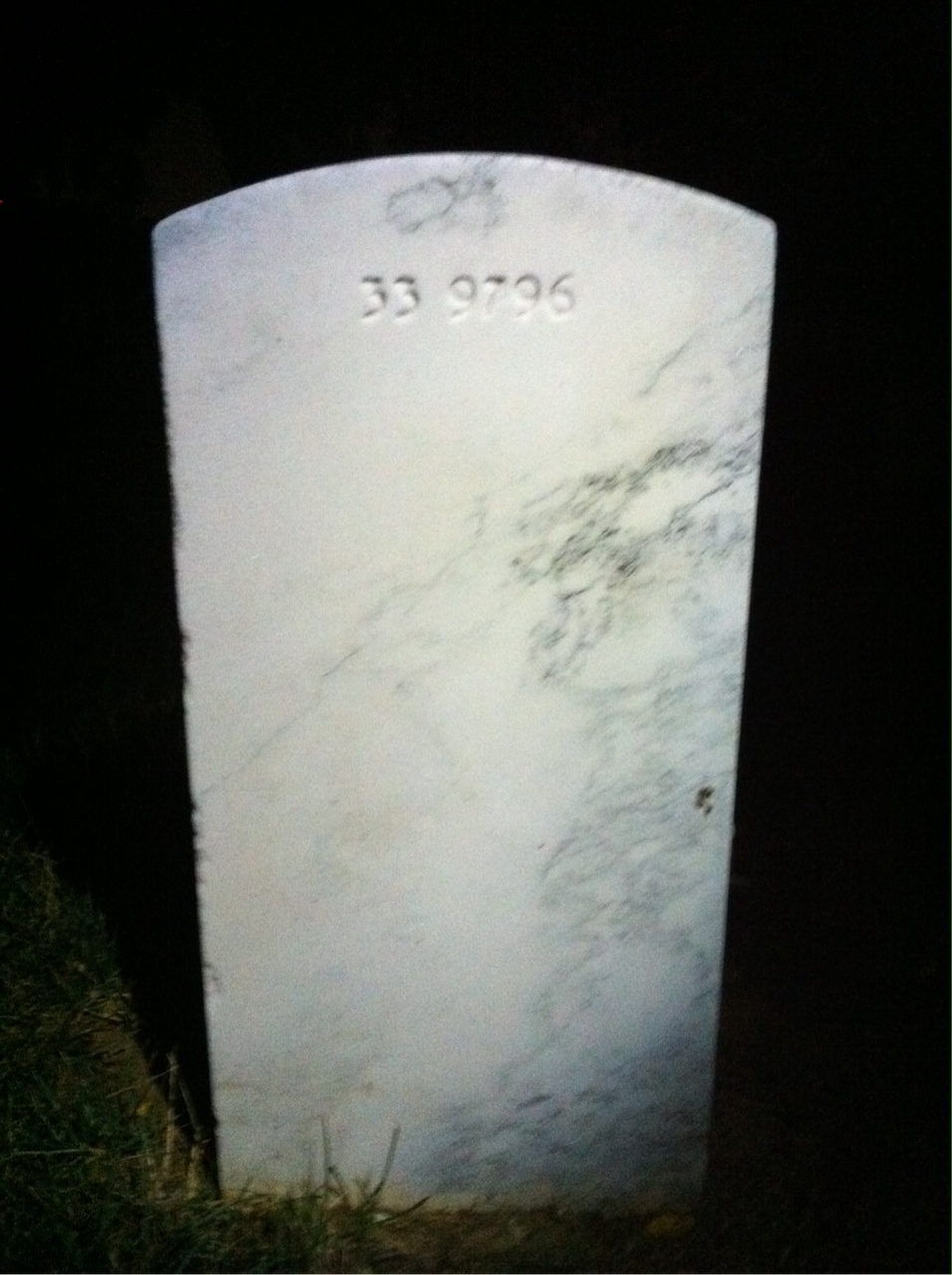 Back of headstone — Laura Mitchell
