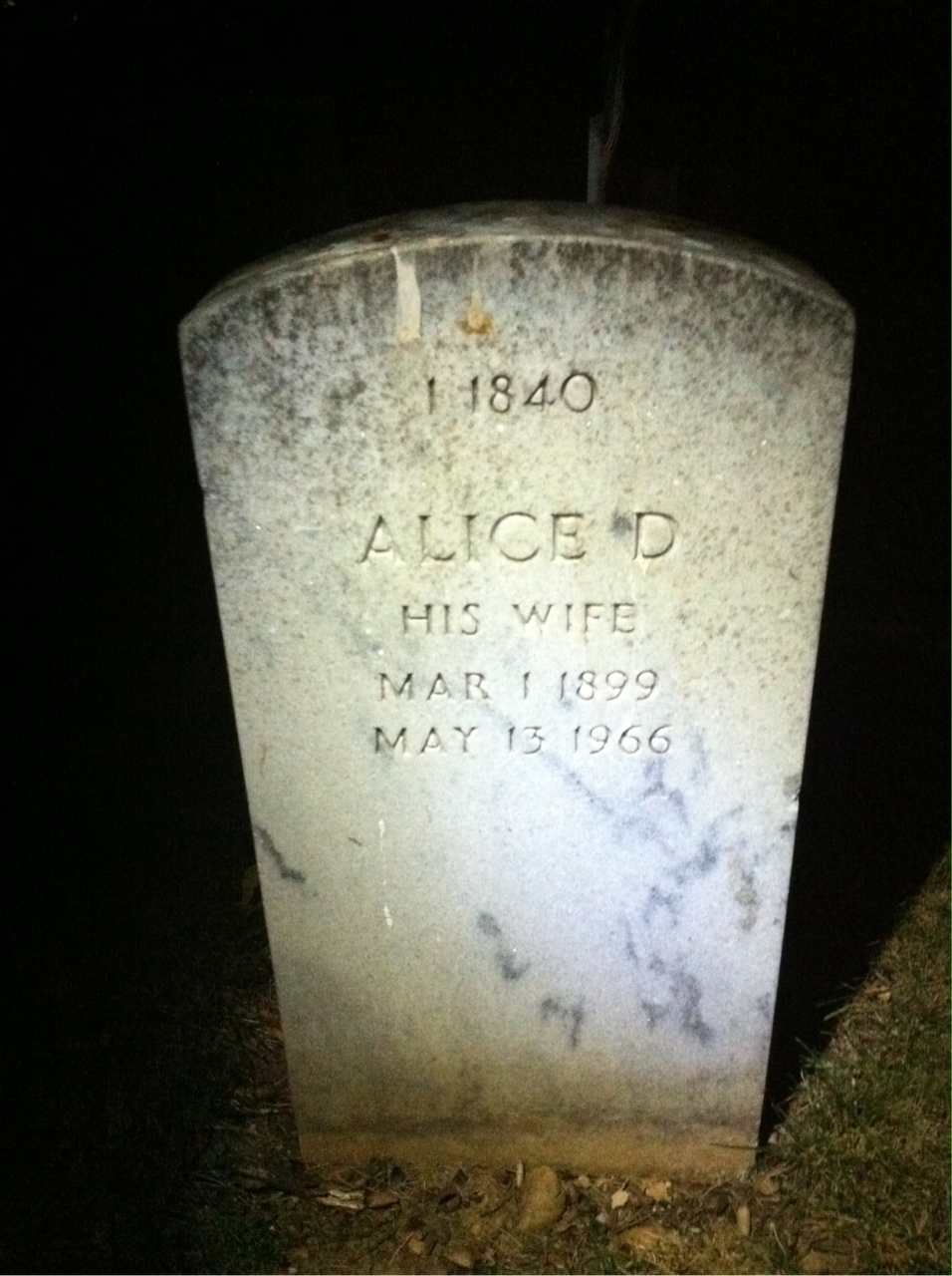 Back of headstone — Albert Bentley