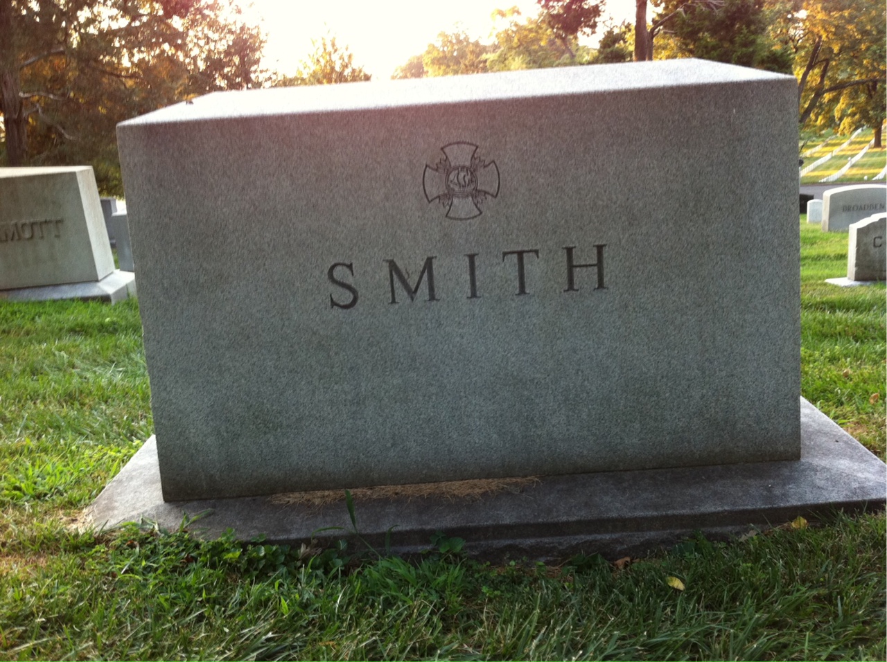 Back of headstone — Xavier Martin Smith