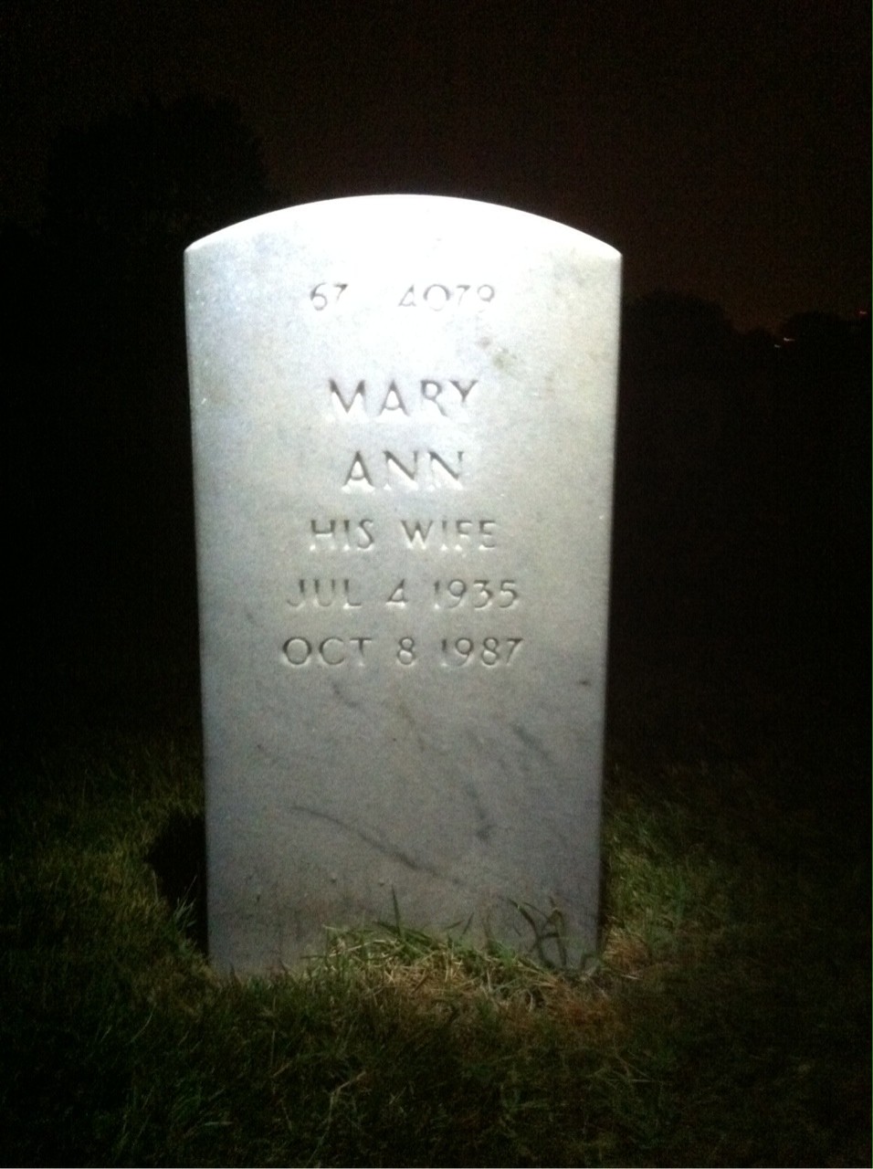 Back of headstone — William Walker