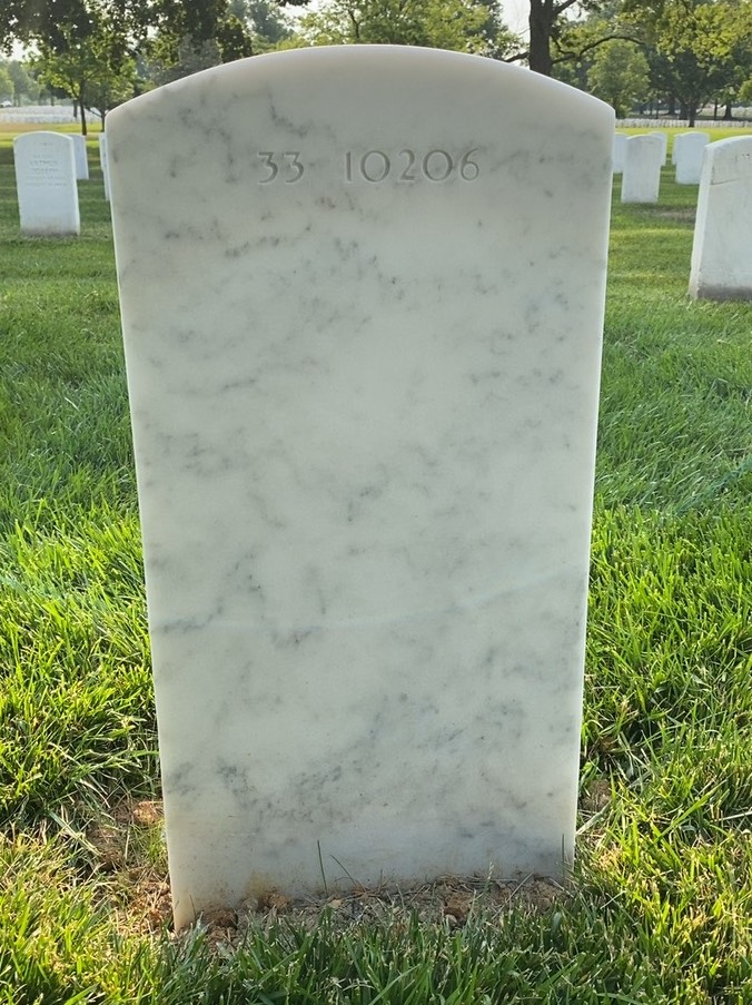 Back of headstone — Julian Alexander Hannum