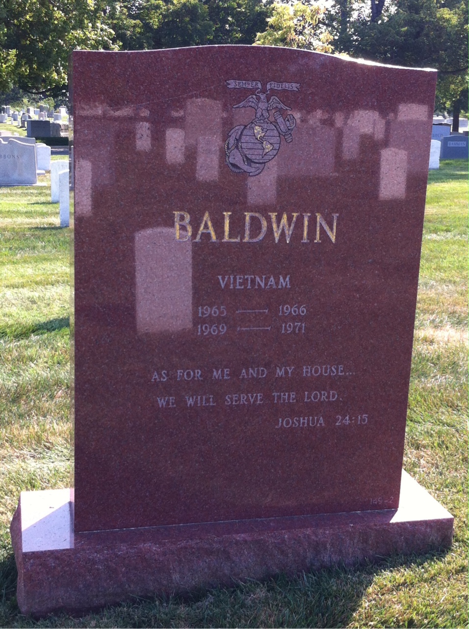 Back of headstone — Larry Baldwin