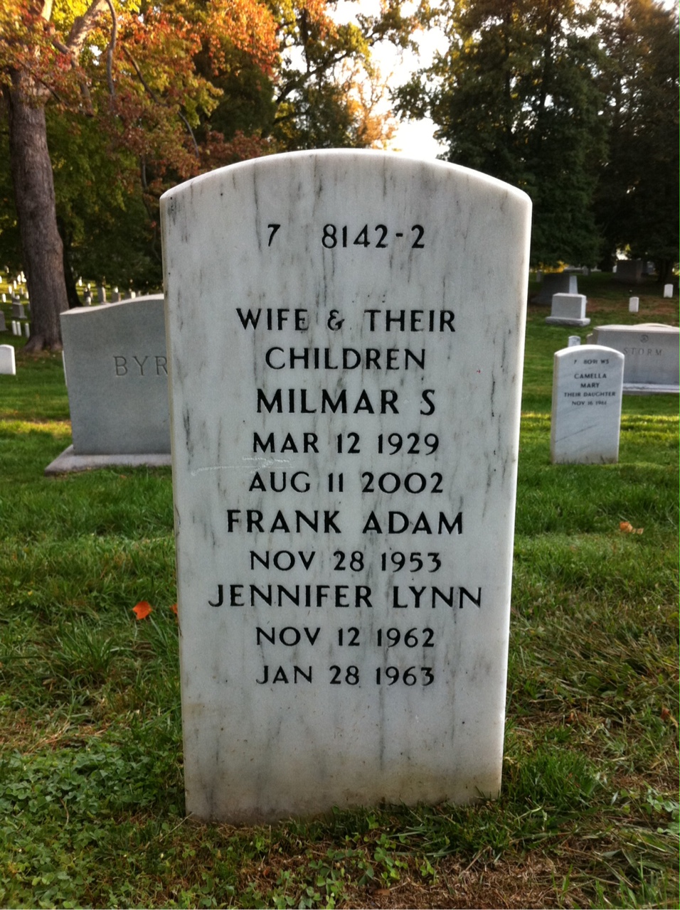 Back of headstone — Donald Myers
