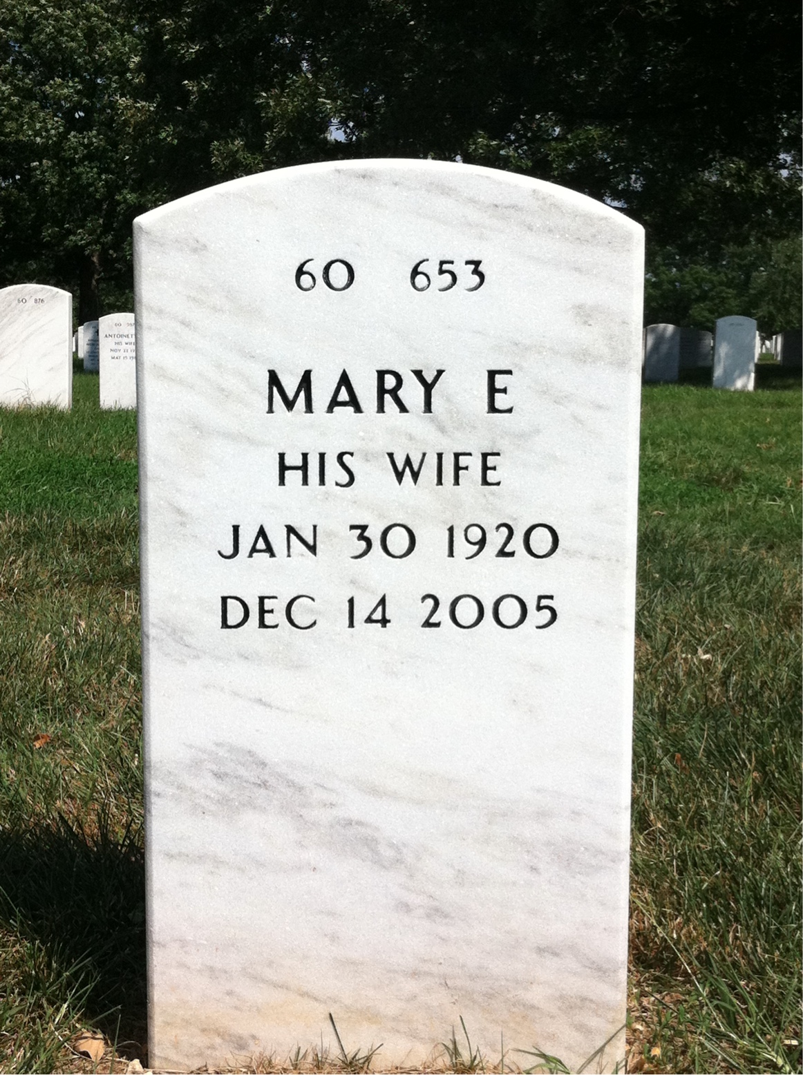Back of headstone — Frank Dobronte
