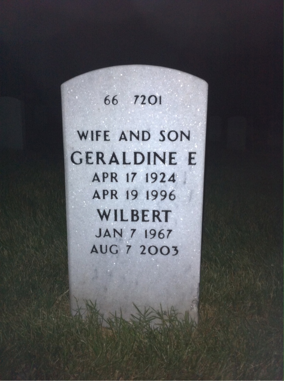 Back of headstone — James Valley