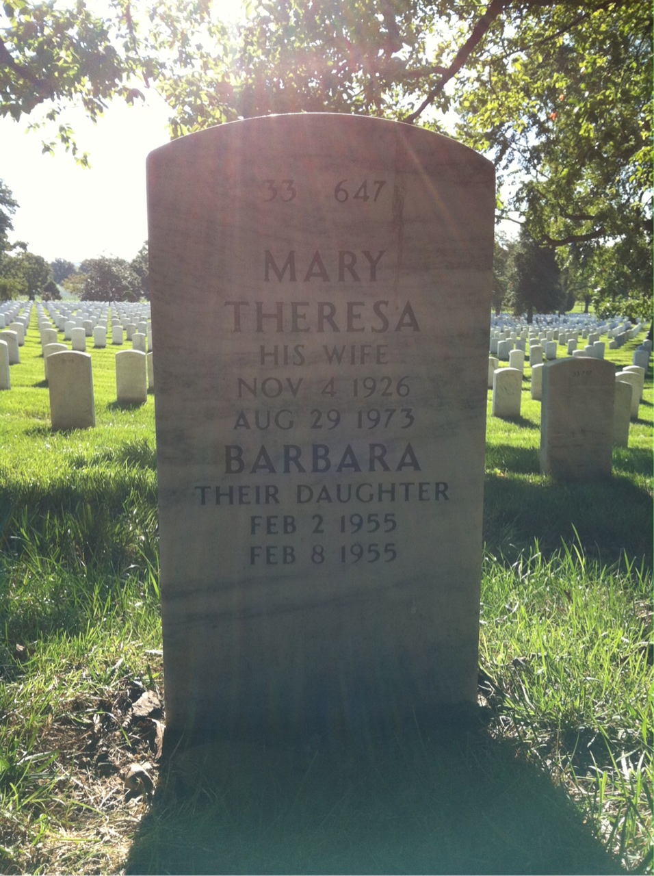 Back of headstone — Joseph Burns