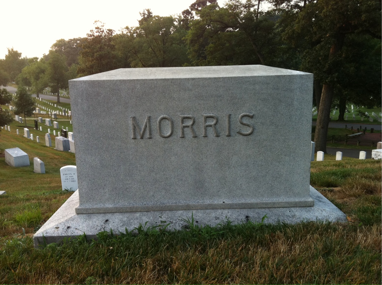 Back of headstone — Samuel Morris