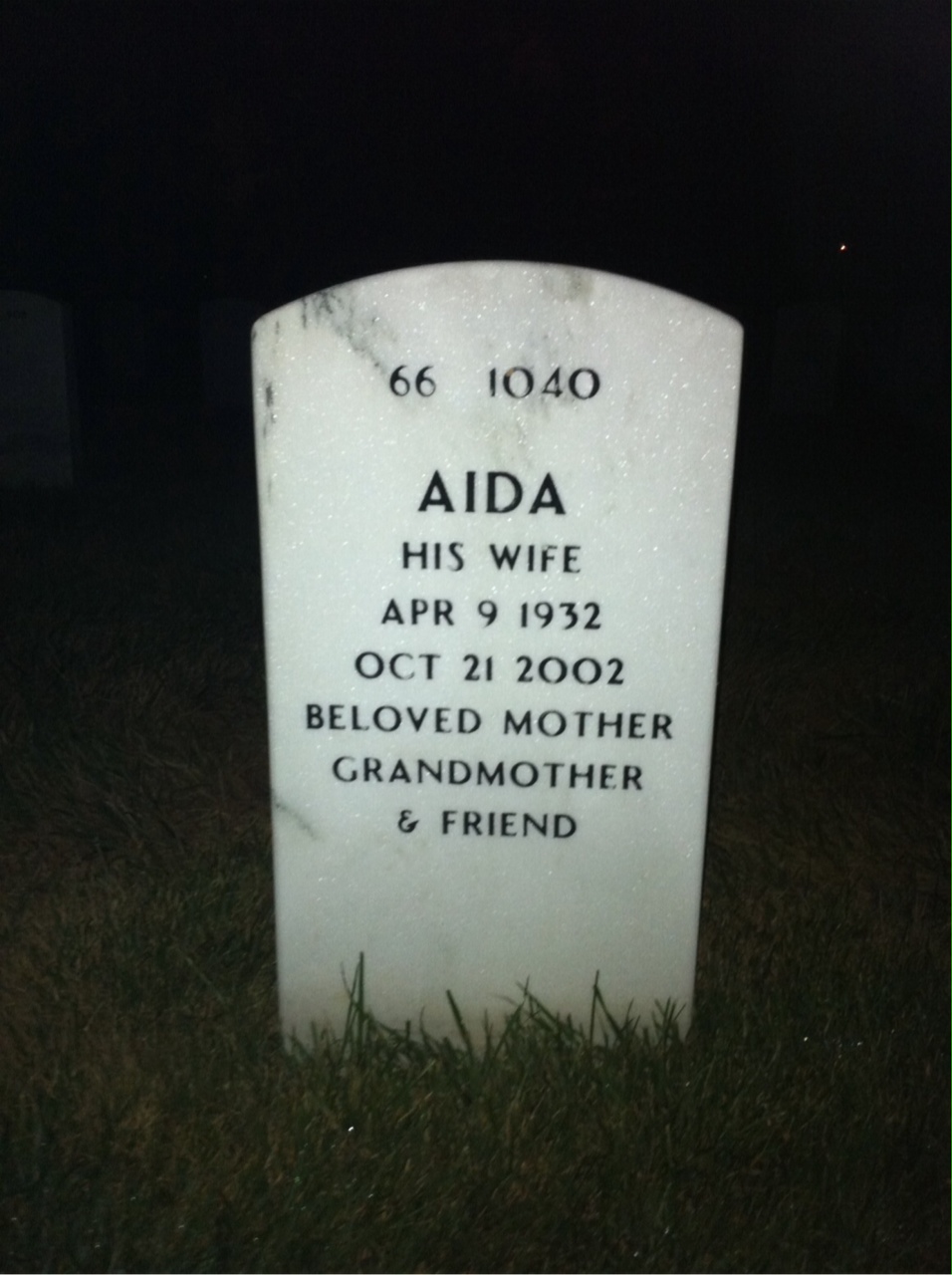Back of headstone — Sidney Arant