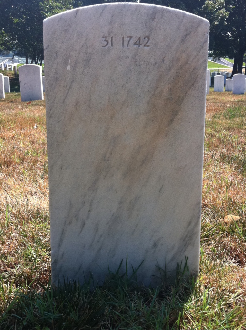 Back of headstone — Oscar Alexander