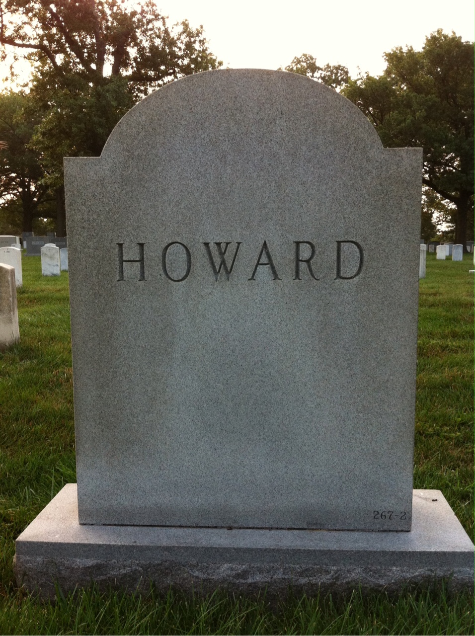 Back of headstone — Joseph Howard