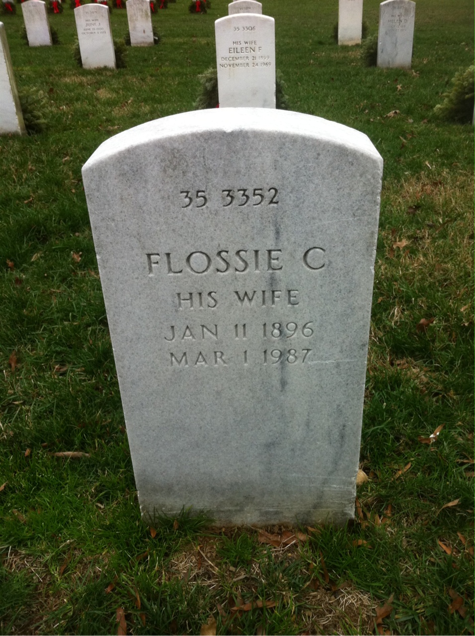 Back of headstone — Flossie Mcnicol