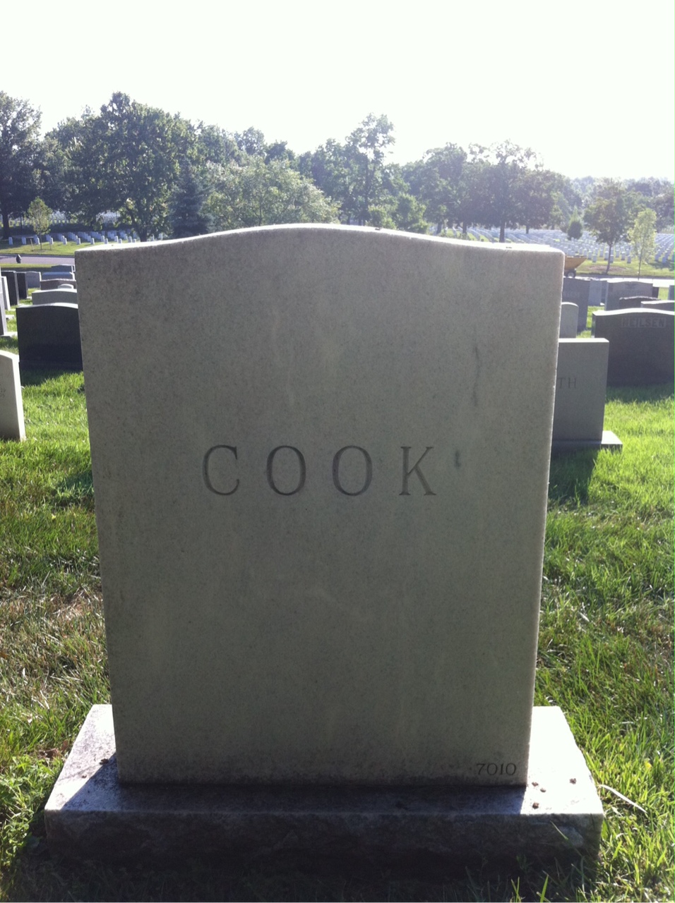 Back of headstone — Charles Cook