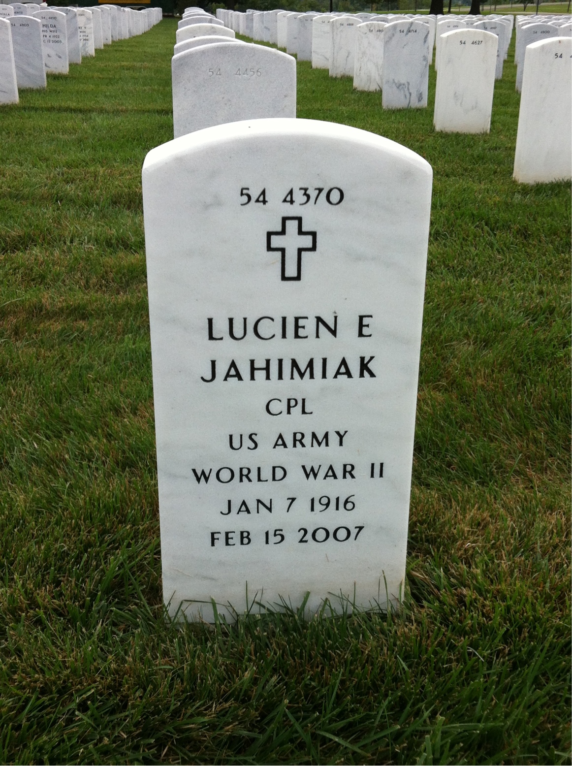 Back of headstone — John Jahimiak