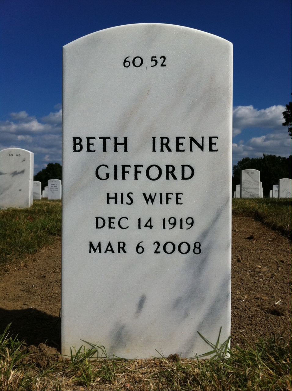 Back of headstone — Thomas Bower