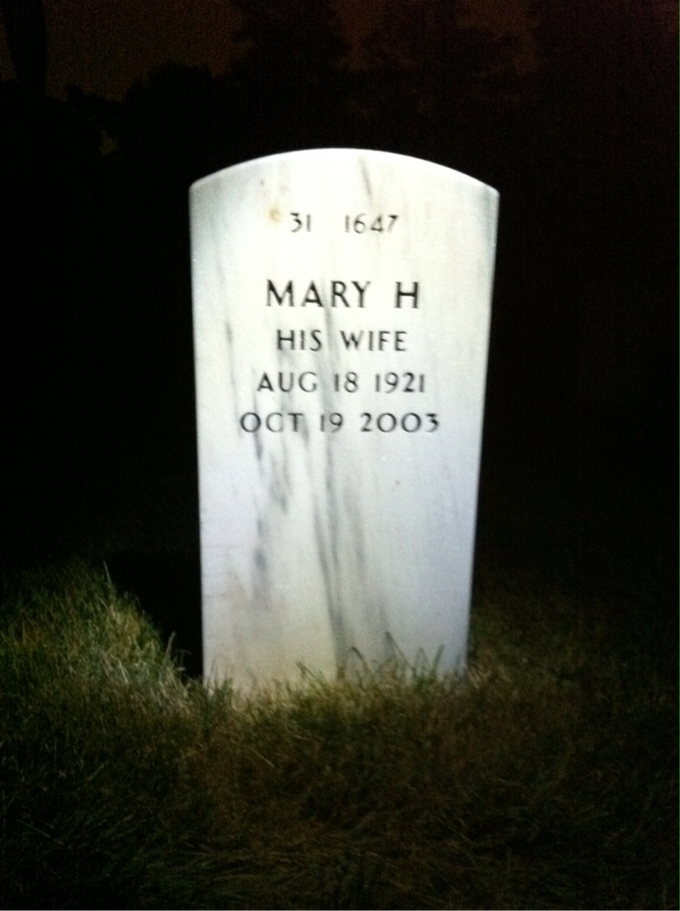 Back of headstone — Marshall Powell
