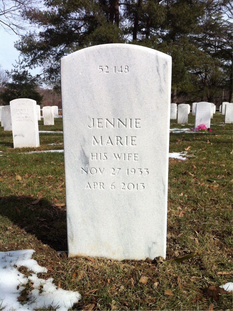Back of headstone — Donald Moore