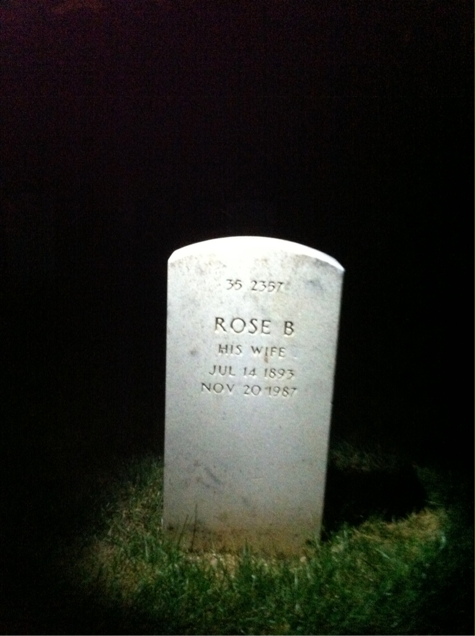 Back of headstone — Rose Bennett