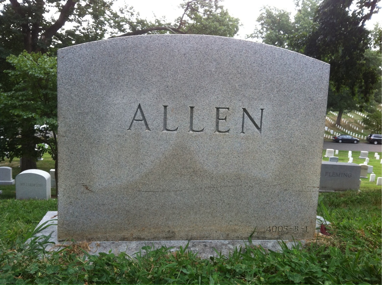 Back of headstone — Henry Allen