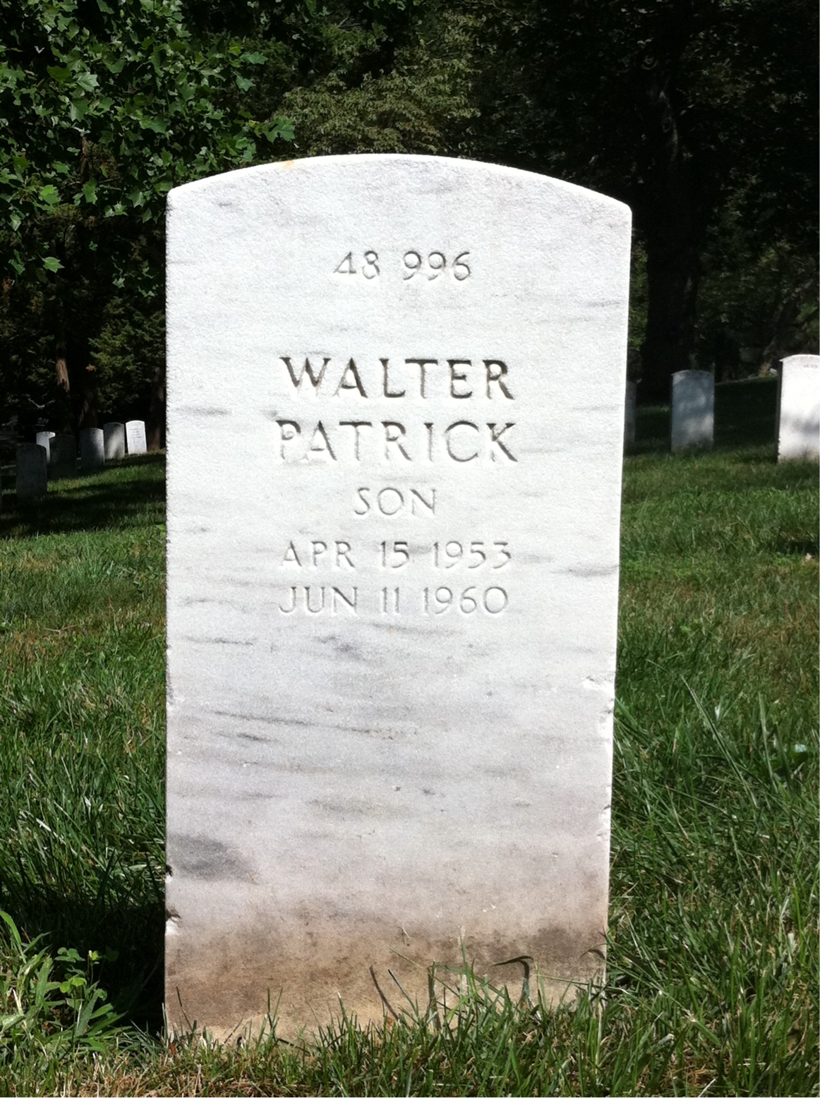 Back of headstone — Walter A Helm