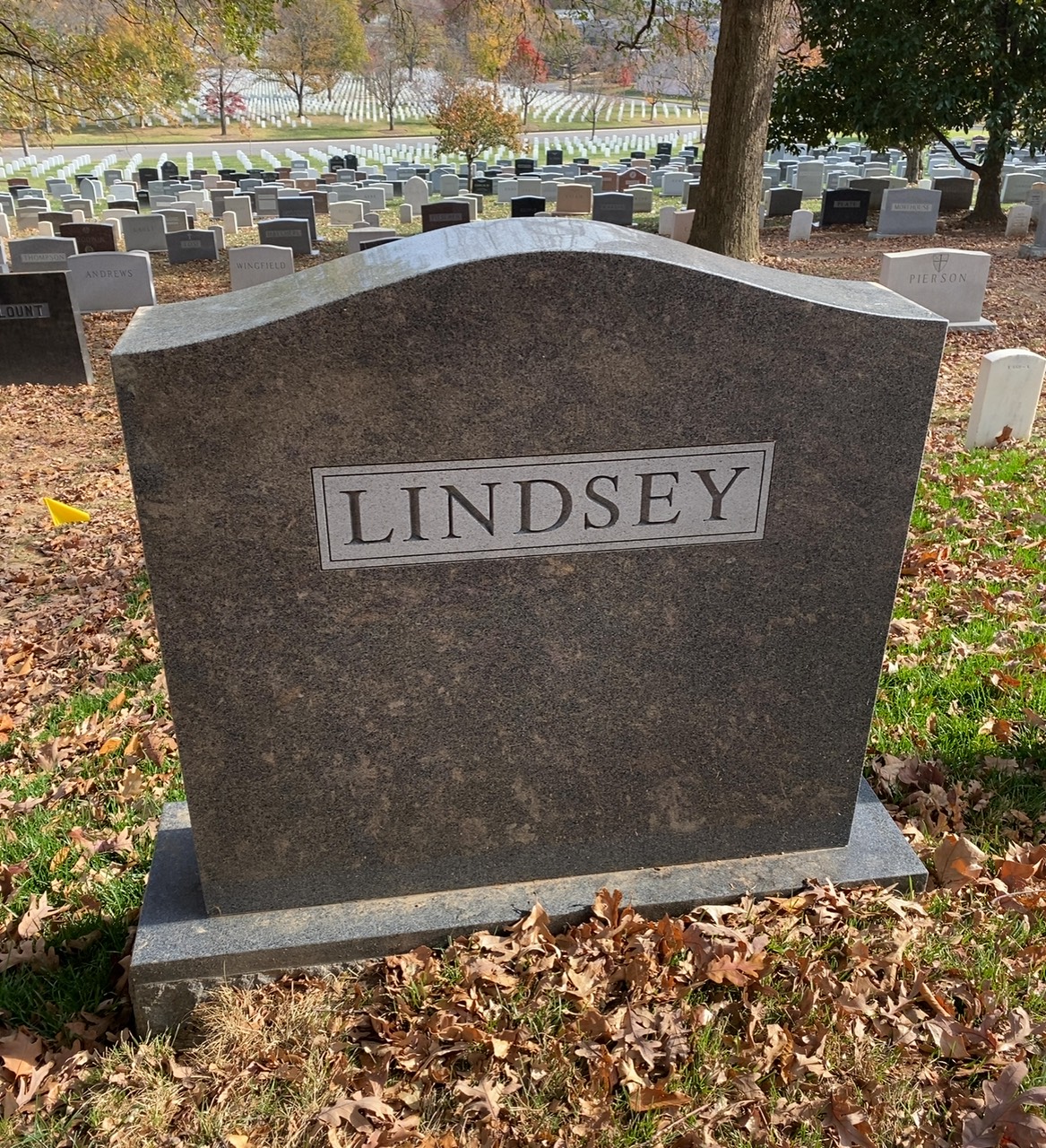 Back of headstone — Douglas G Lindsey