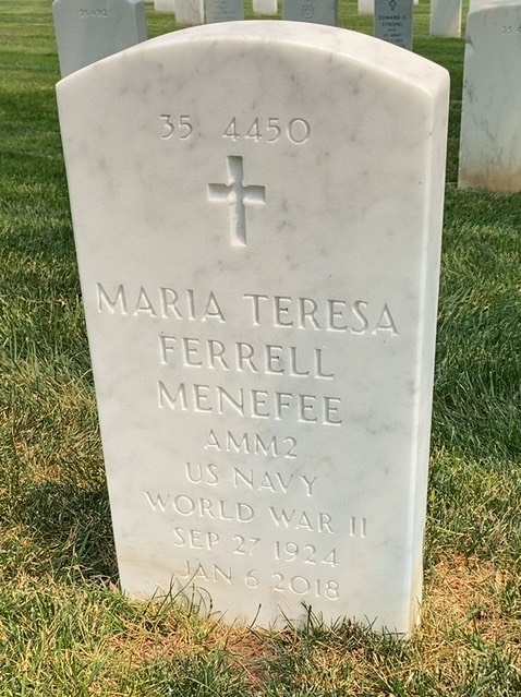 Back of headstone — Irving Menefee