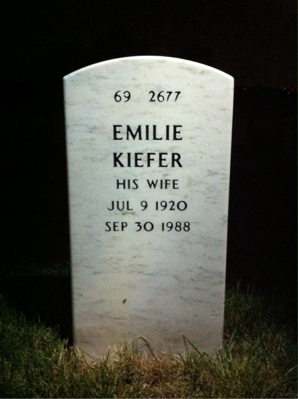 Back of headstone — Nelson Kibler