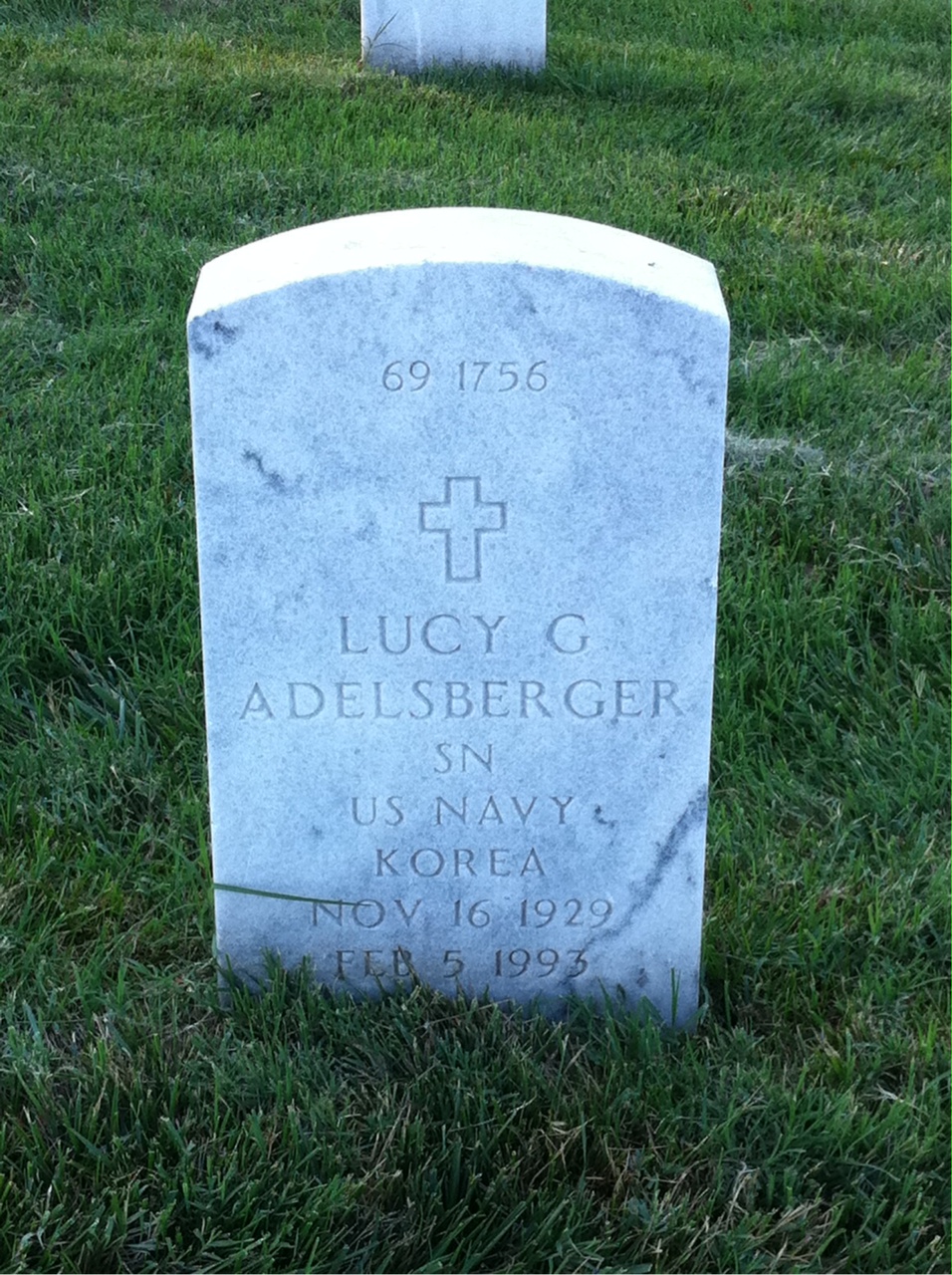 Back of headstone — Ernest Adelsberger