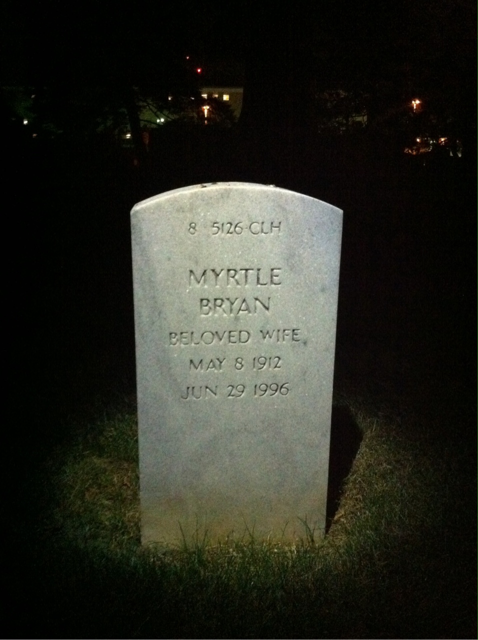 Back of headstone — Myrtle Atkins