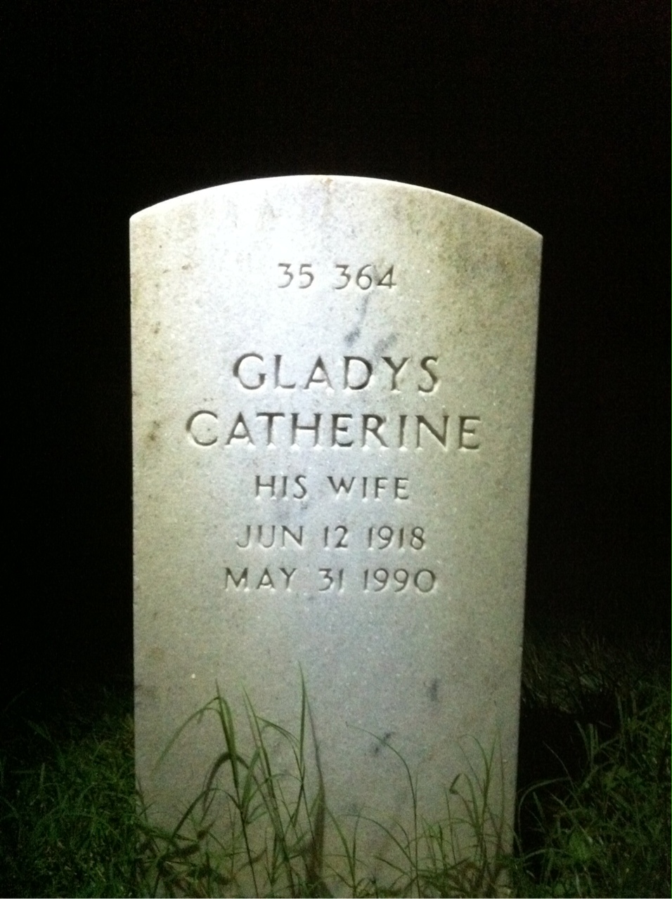 Back of headstone — Gladys Abel