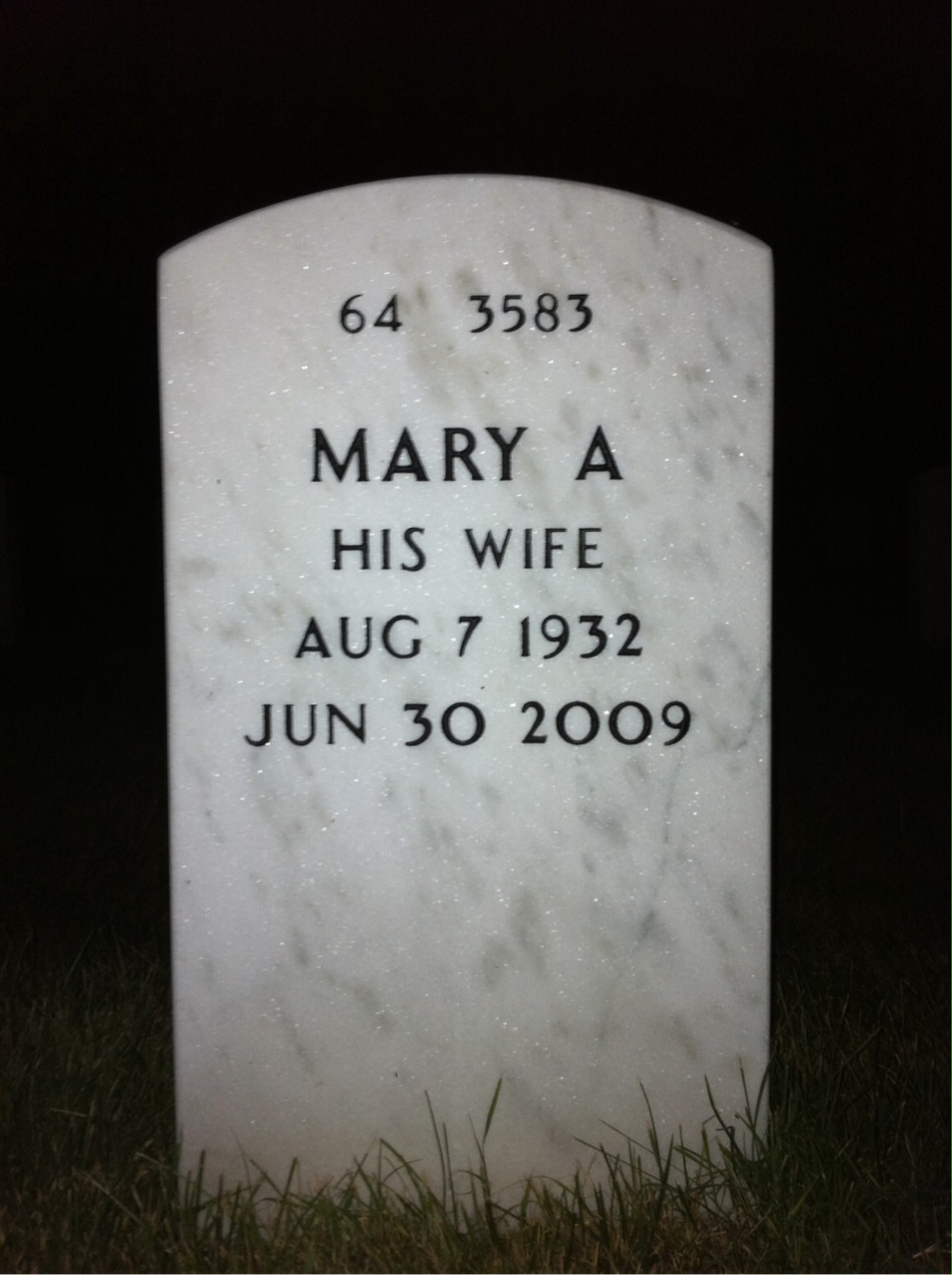 Back of headstone — Billy Ross