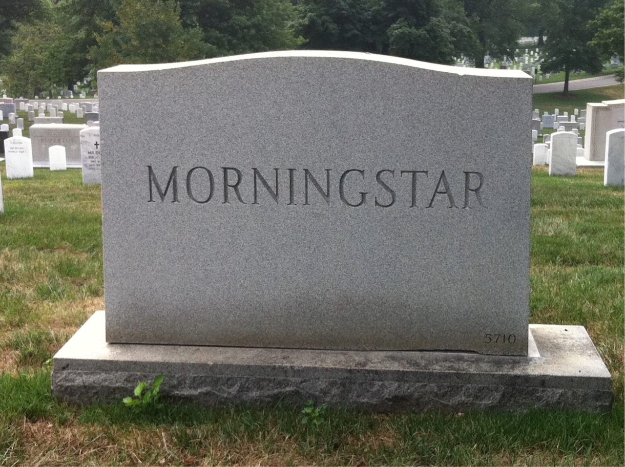 Back of headstone — James Morningstar